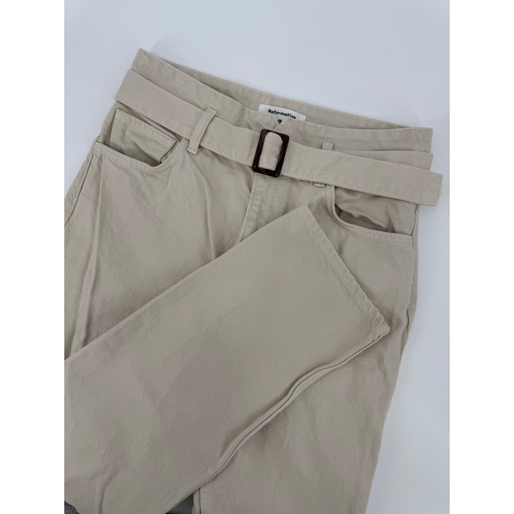 Reformation Beige Straight Leg Jeans
